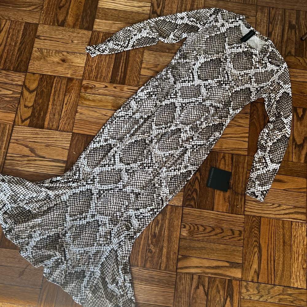 Norma Kamali Midi Dress in Snake Print